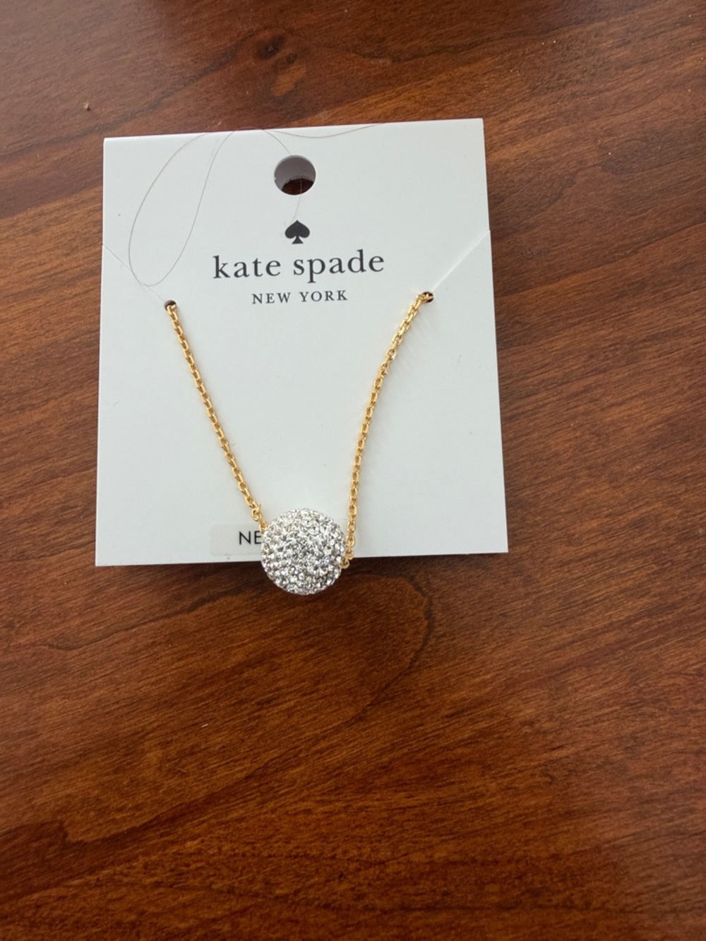 kate spade Gold Chain Necklace with Crystal Pave Disc